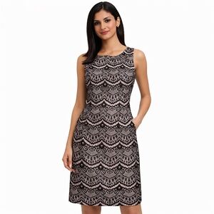 NWT Women's Jessica Simpson Sleeveless Dress Size 6 Black and Pink Bonded Lace